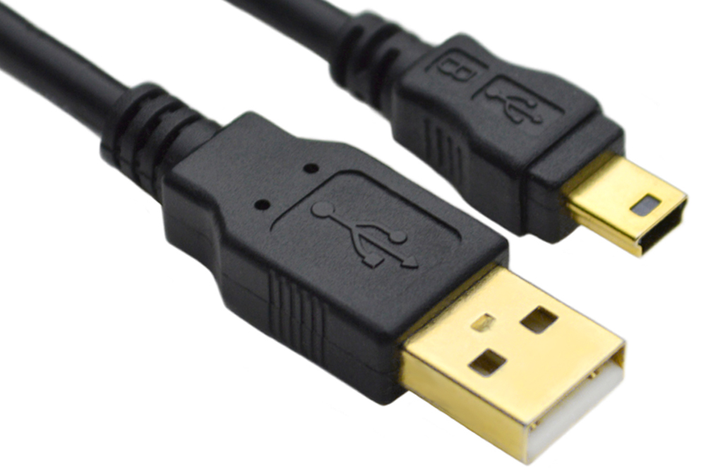 6ft USB 2.0 A-Type Male to Mini-B 5-Pin Male Black Gold-Plated Cable USB2-A506G 
